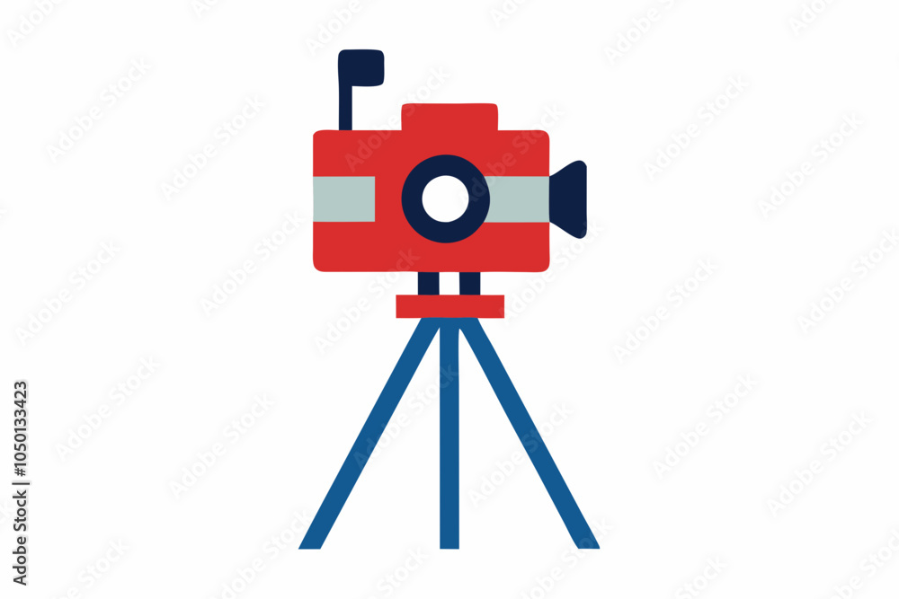 Obraz premium World Photography Day Camera on Tripod Illustration