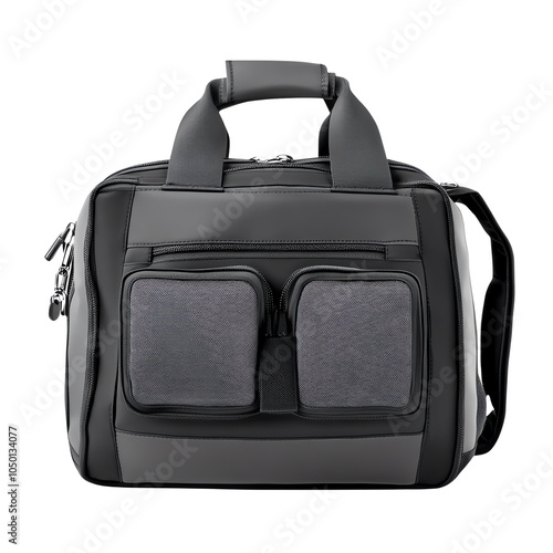 Stylish black travel bag with convenient pockets and strong handles, perfect for daily commuting or weekend getaways. photo