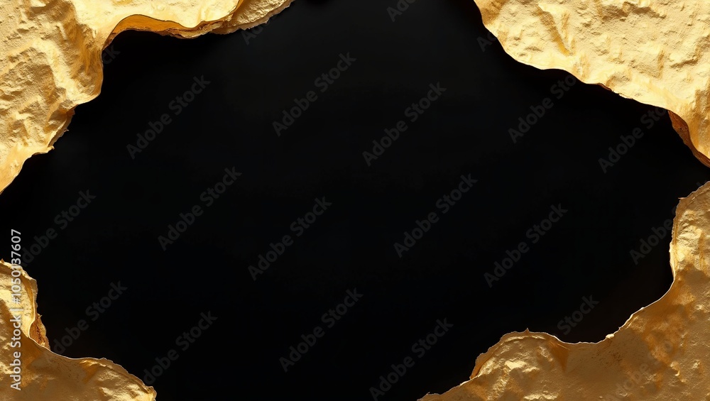 Luxurious black and gold foil frame on dark background Luxurious black and gold foil frame on dark background