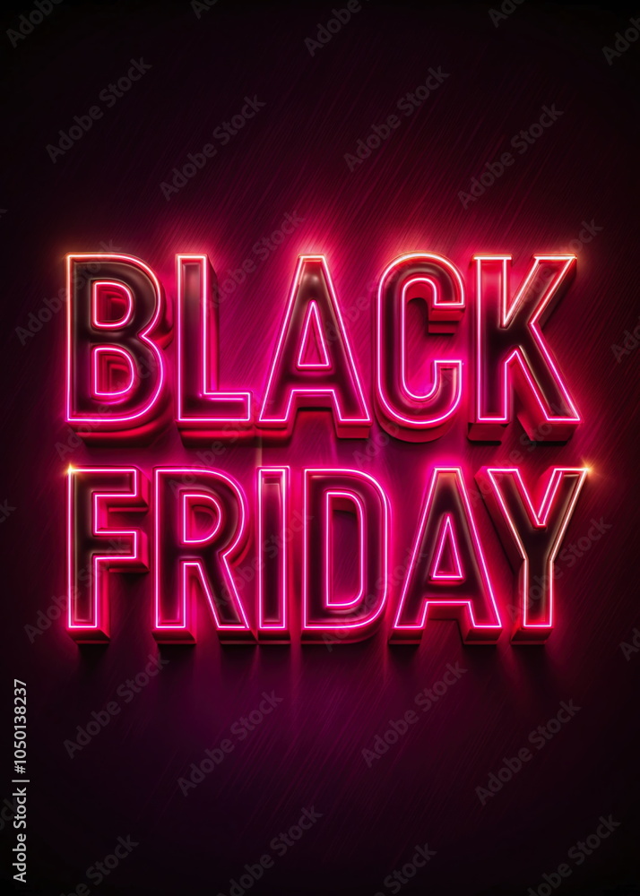 Fototapeta premium Neon Black Friday sign glowing against dark background