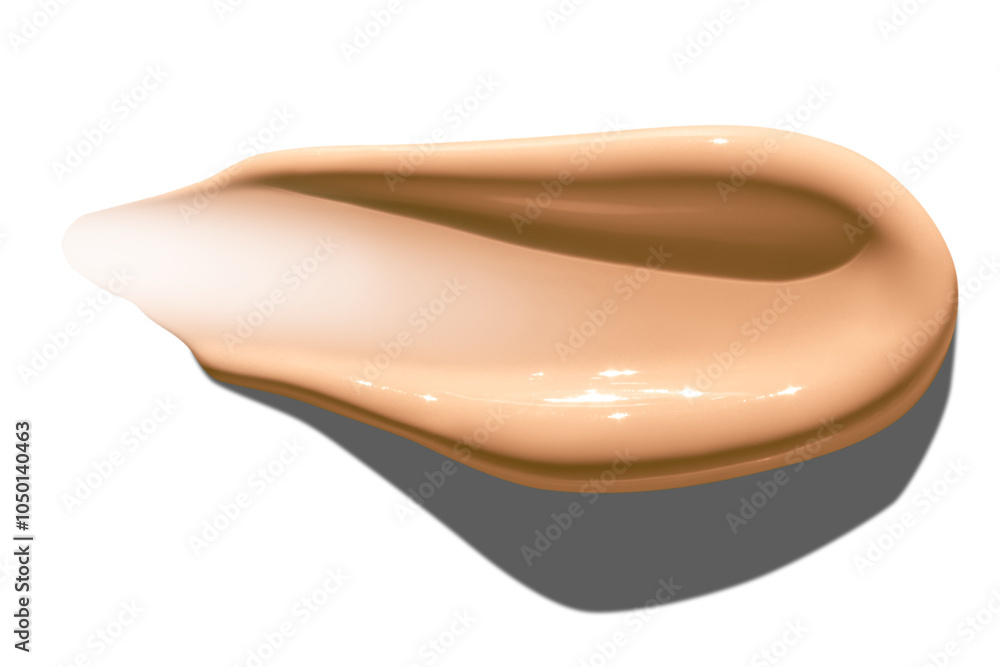 Smear of foundation cream on an empty background. Makeup product, smooth texture.