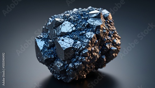 An osmium nugget with a deep, bluish-gray hue and compact structure, symbolizing density and rarity, Generative AI