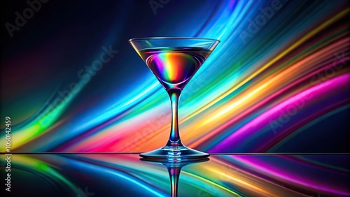 vibrant iridescent cocktail with colorful lighting