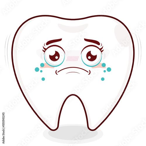 tooth crying face cartoon cute