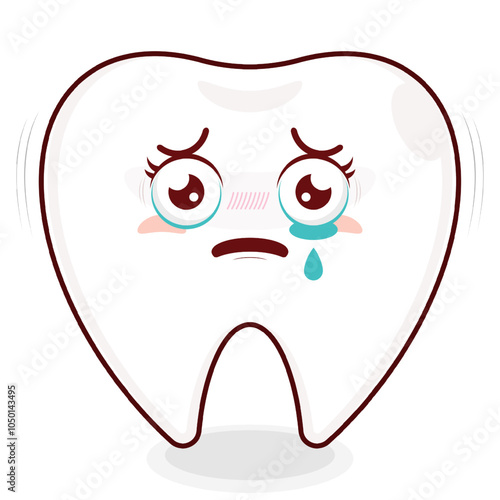 tooth scared face cartoon cute