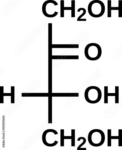D-Erythrulose structural formula in Fischer projection without carbon atoms, vector illustration