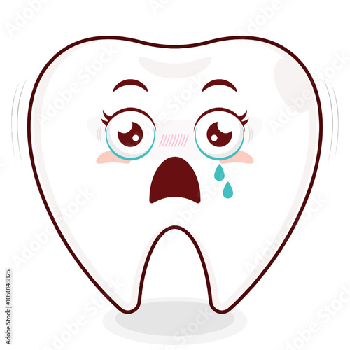 tooth scared face cartoon cute