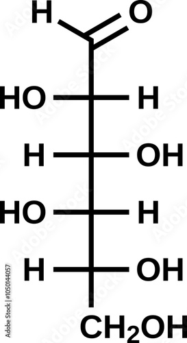 D-Idose structural formula in Fischer projection without carbon atoms, monosaccharide idose in open-chain form vector illustration