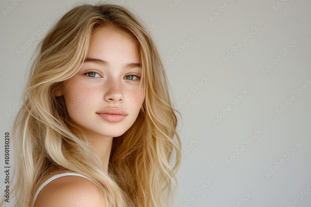 Fototapeta premium Young pretty blonde woman over isolated white background