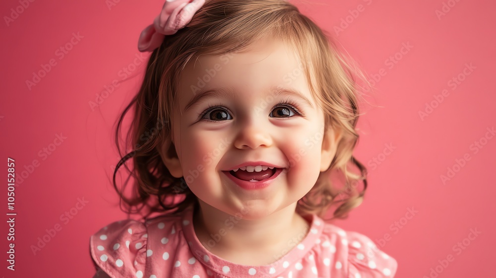 A cute little girl with brown hair smiles at the camera. A cute little girl with brown hair smiles at the camera.