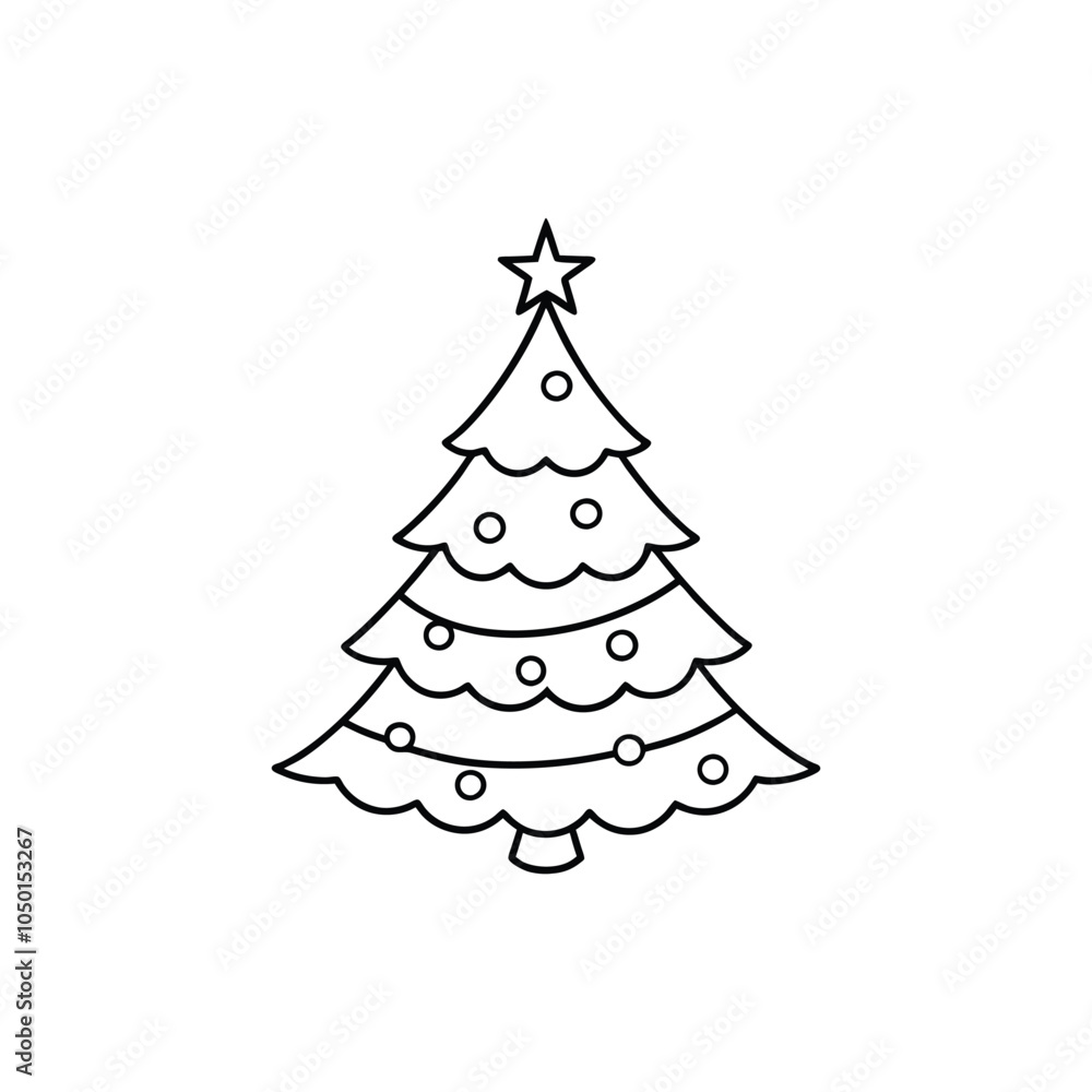 Fototapeta premium Christmas Tree Outline Design - christmas Tree vector illustration 