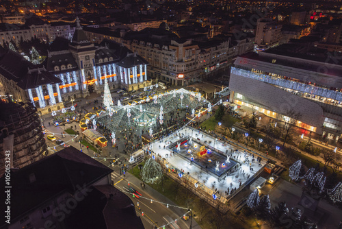 Aerial view of Craiova Christmas Market - winter travel destination