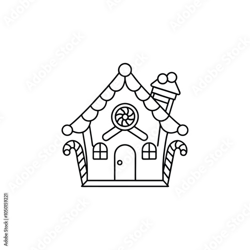 Christmas Gingerbread House Outline Design - Christmas Gingerbread house vector illustration
