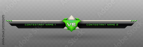 Game Versus Lower Third in Metallic Black, Silver and Emerald Green Color Theme for Esports, Gaming, and Sports Broadcasts