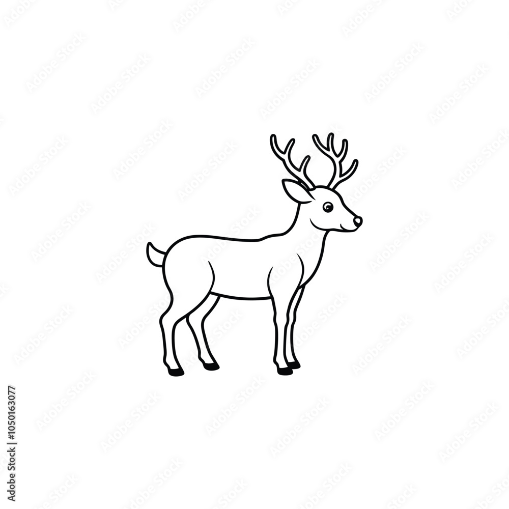 Fototapeta premium Christmas Reindeer Outline Clipart Design - Christmas Reindeer vector illustration 