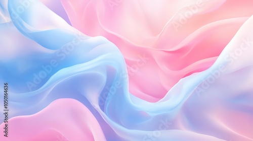 An abstract background with flowing shapes in dual tones of pastel pink and sky blue, blending softly into one another with a sense of movement