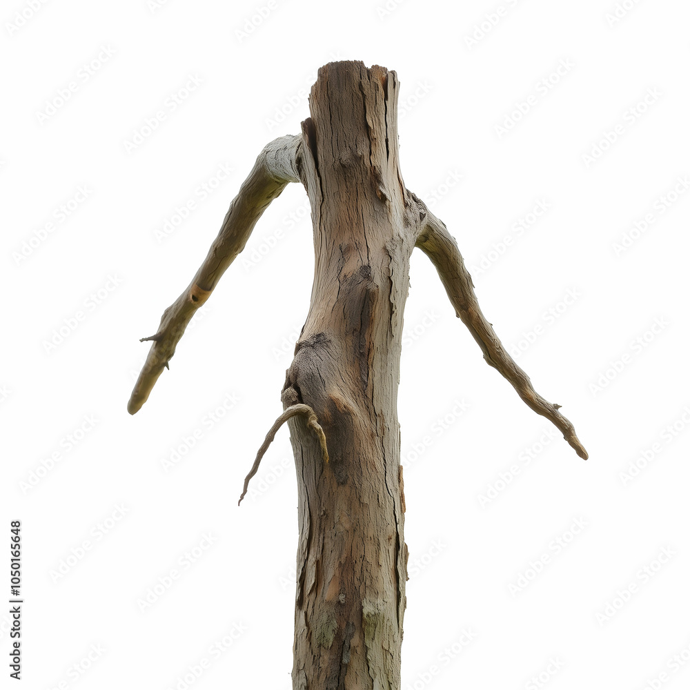 Fototapeta premium Dried tree trunk close up on the white background