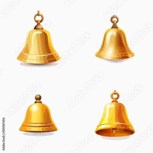 golden bells with red bows on them sticker element