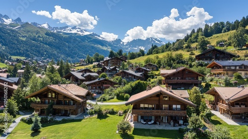 Wallpaper Mural Picturesque Alpine Village in Serene Foothills Torontodigital.ca