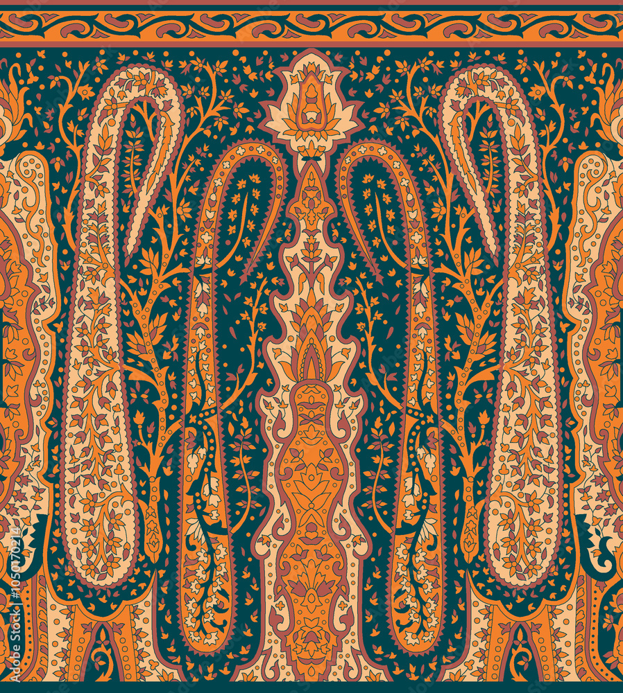seamless beautiful wallpaper cards border design floral leaf vintage ornament Victorian geometric ethnic print paisley