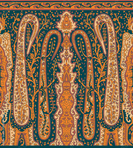 Obraz na płótnie seamless beautiful wallpaper cards border design floral leaf vintage ornament Victorian geometric ethnic print paisley w salonie