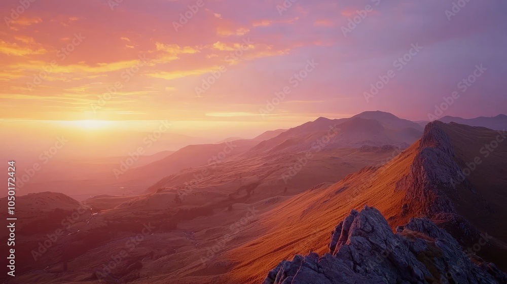 Fototapeta premium Stunning Sunset Over Mountain Landscape