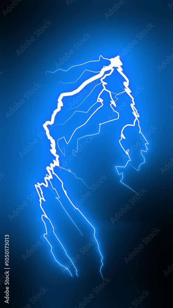 blue tunder light isolated on black, smart phone and mobile phone backround vertical