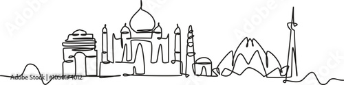 Delhi City Landmark Line Art Drawing