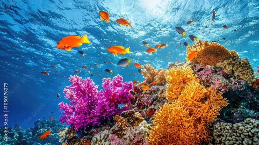 Obraz premium Vibrant Coral Reef with Diverse Marine Life