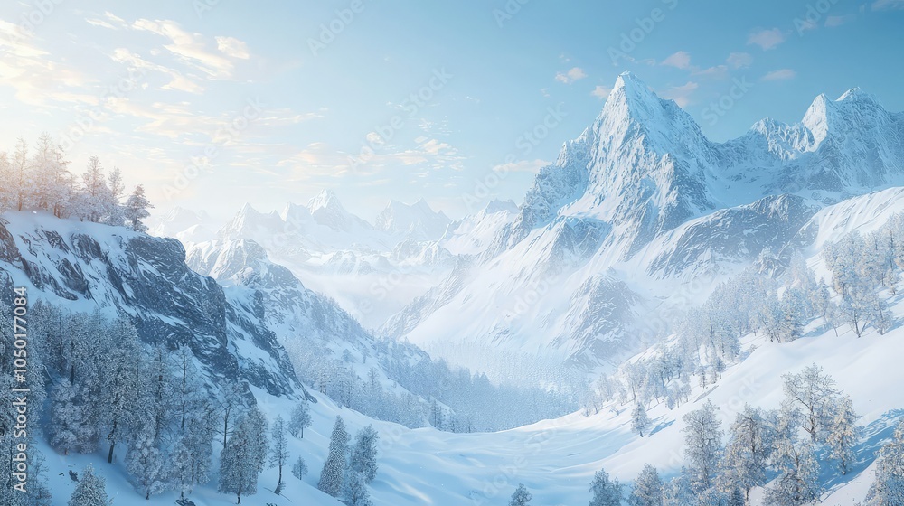 Obraz premium Snowy Winter Wonderland with Majestic Mountains