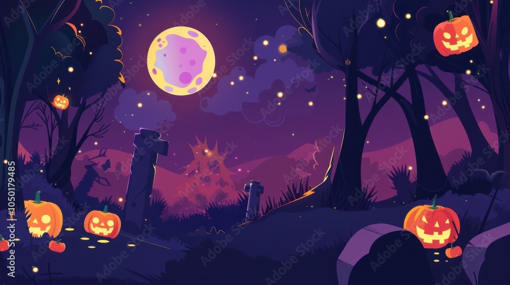 Fototapeta premium Spooky Halloween Night in the Forest