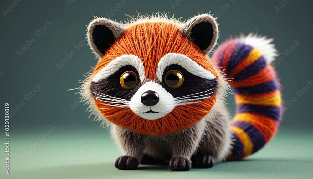 An imaginative yarn raccoon with a mask and bushy tail, bringing a fun and adventurous spirit to any playful decor, Generative AI An imaginative yarn raccoon with a mask and bushy tail, bringing a fun and adventurous spirit to any playful decor, Generative AI