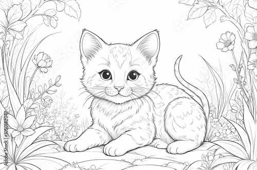 Wallpaper Mural A delightful coloring book featuring adorable cat illustrations, perfect for children and adults alike. Each page showcases a different cat in various poses and settings, ready to be brought to life Torontodigital.ca