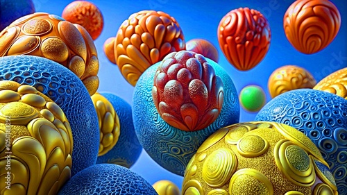 3D colorful art forms with golden patterns background texture