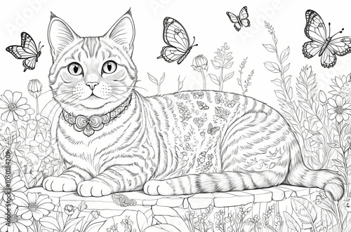 Wallpaper Mural A delightful coloring book featuring adorable cat illustrations, perfect for children and adults alike. Each page showcases a different cat in various poses and settings, ready to be brought to life Torontodigital.ca