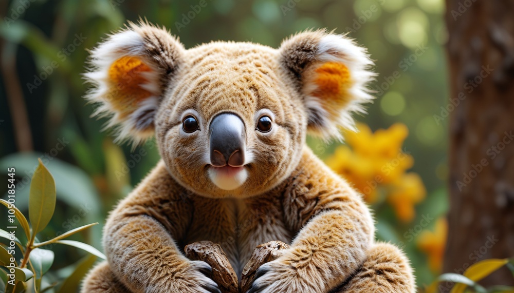 An enchanting amber koala with a soft expression and adorable features, bringing a sense of joy and warmth to children's spaces or nature-themed decor, Generative AI An enchanting amber koala with a soft expression and adorable features, bringing a sense of joy and warmth to children's spaces or nature-themed decor, Generative AI