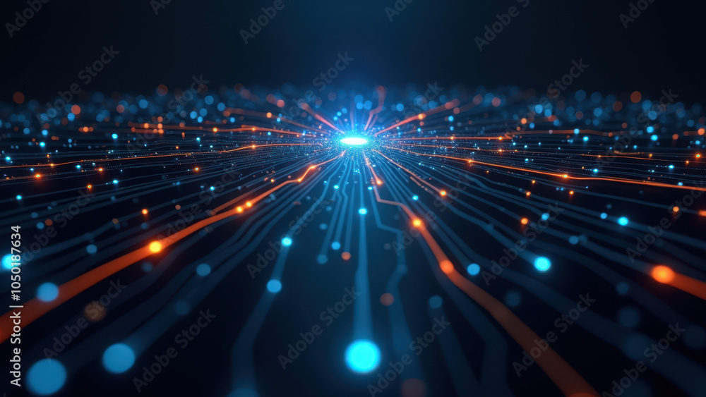 Digital technology, network connectivity, and data flow visualization in a dark background. Digital technology, network connectivity, and data flow visualization in a dark background.