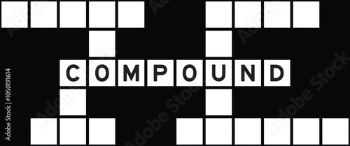 Alphabet letter in word compound on crossword puzzle background