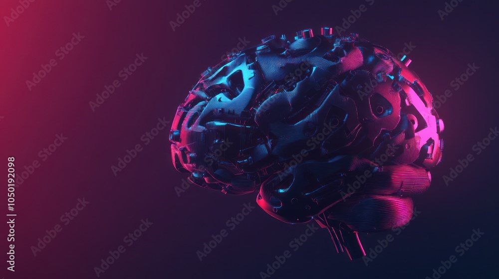 Metallic Brain with Neon Lights Metallic Brain with Neon Lights