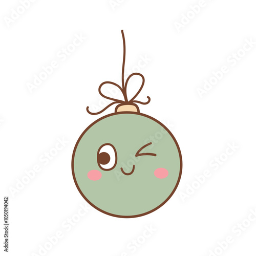 Green Christmas Ball or New year celebration decoration vector Illustration