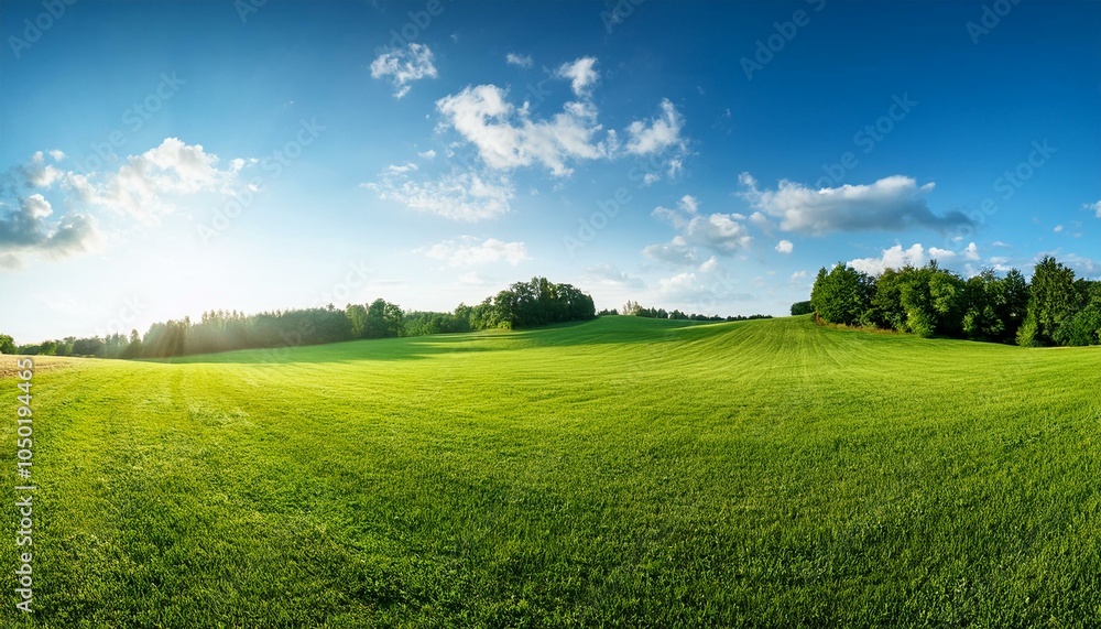 Obraz premium beautiful panoramic background of the green field in natural park
