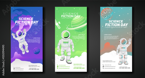 Set banners design template for National Science Fiction Day