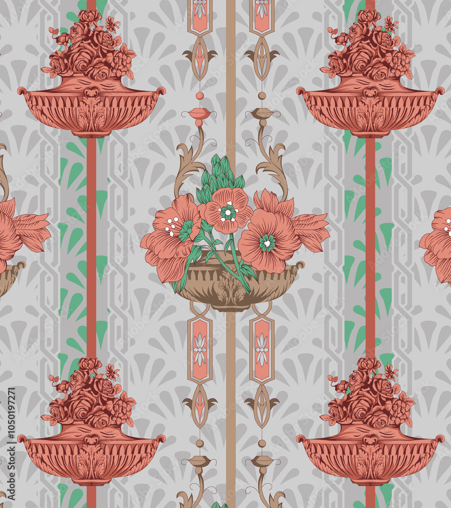 seamless beautiful wallpaper cards all over design floral leaf vintage ornament Victorian ethnic geometric print paisley