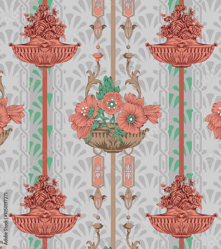 Obraz na płótnie seamless beautiful wallpaper cards all over design floral leaf vintage ornament Victorian ethnic geometric print paisley w salonie