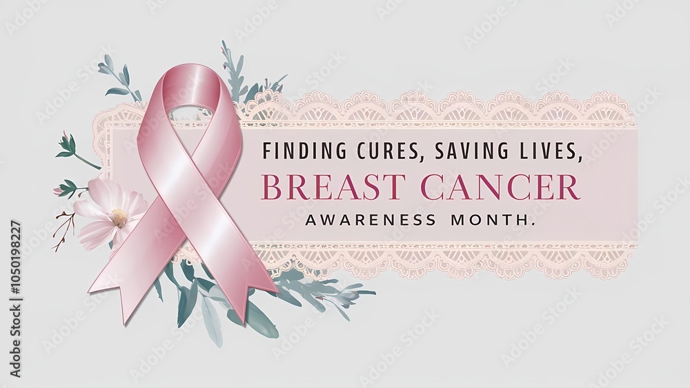 Obraz premium Elegant Pink Lace Breast Cancer Awareness Banner