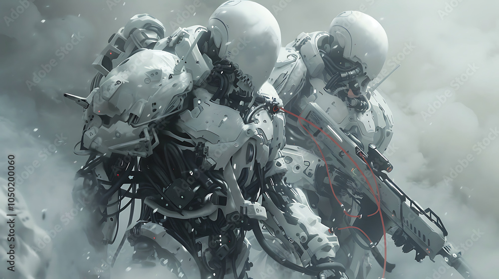 Fototapeta premium cyber robot soldier
