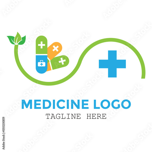 Capsule healthcare medicine logo for pharmacy service and clinic modern design