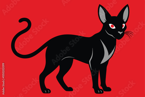 Solid color Lykoi Cat animal vector design