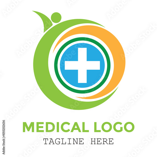 Cross hospital medical care colorful modern unique minimalist logo design