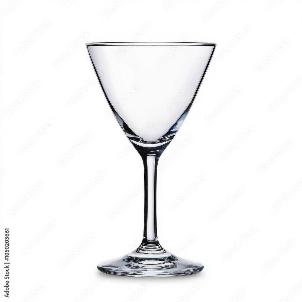 Elegant empty martini glass on a white background, showcasing its sleek design and crystal-clear finish. Elegant empty martini glass on a white background, showcasing its sleek design and crystal-clear finish.